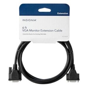 Insignia NS-PV06509 6ft DB15 Male-to-Female PC Monitor Extension Cable, Black